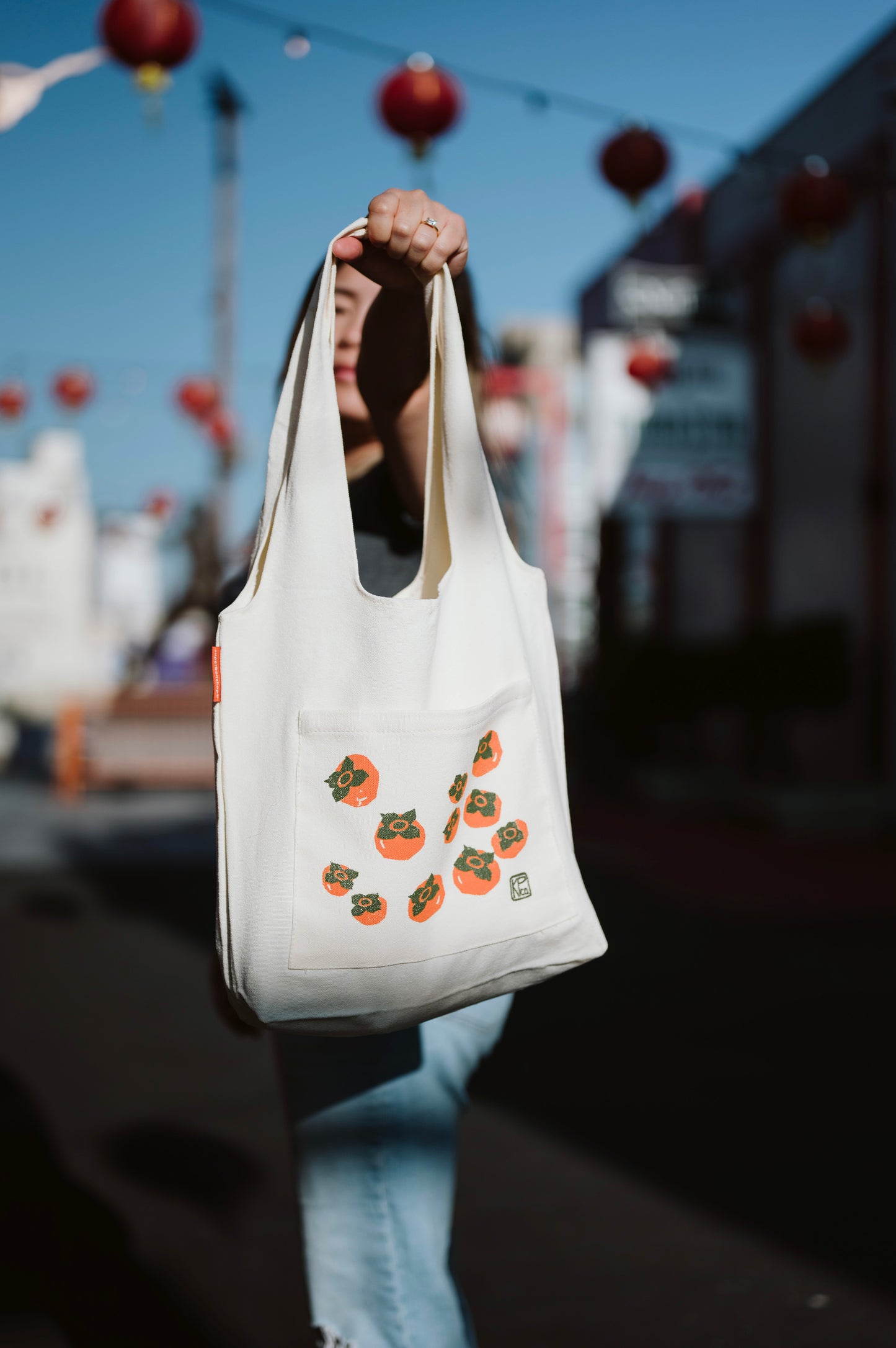 Persimmon Screen Printed Tote Bag