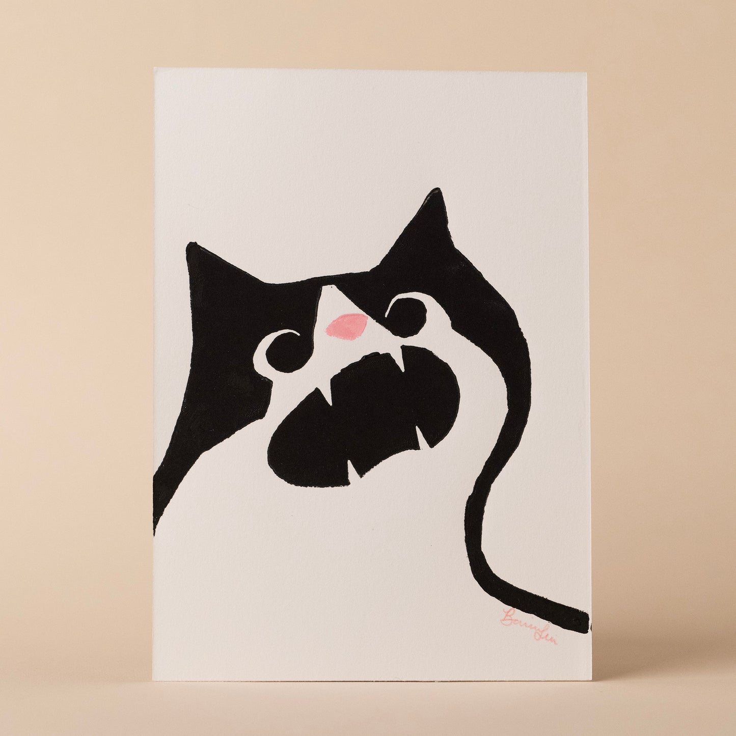 Existential Crisis Cat - 5x7" Mini Block Print