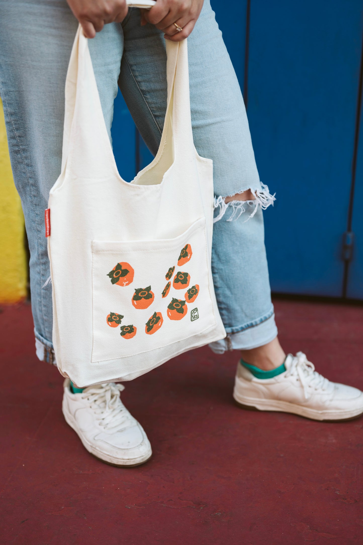 Persimmon Screen Printed Tote Bag