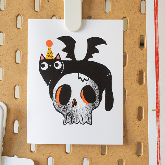 Bat Cat Halloween Card