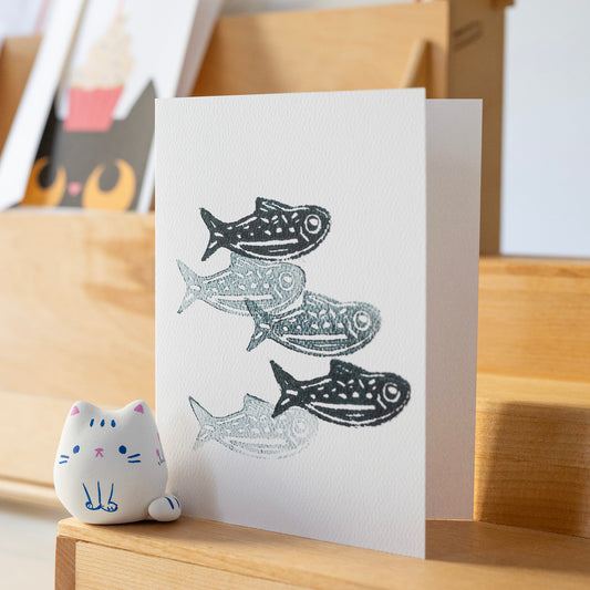 Hand Block Printed Mackerel Card