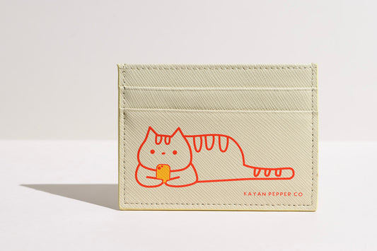 Doom Scrolling Cat - Saffiano Leather Card Holder