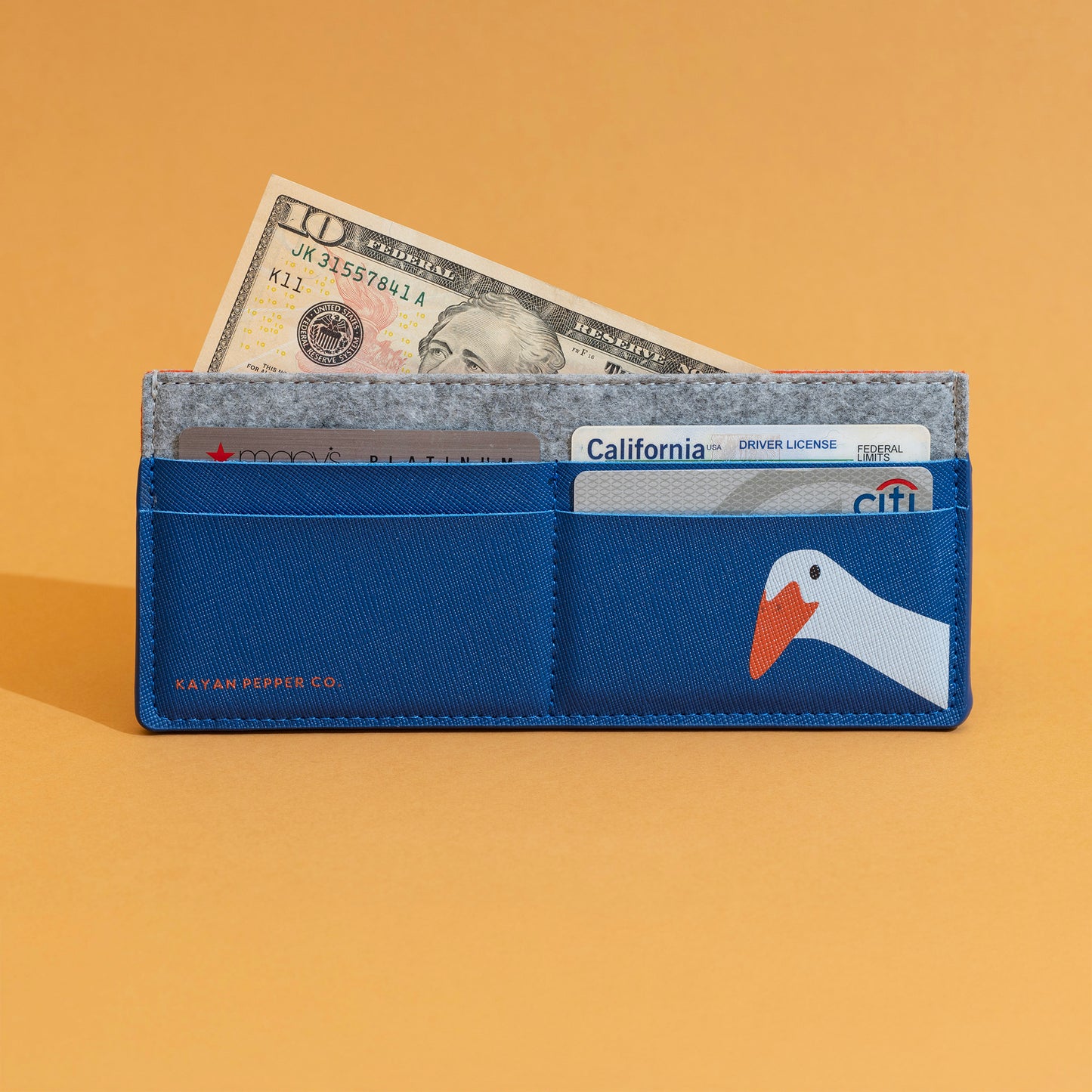 Ornery Goose - Saffiano Leather and Felt Wallet