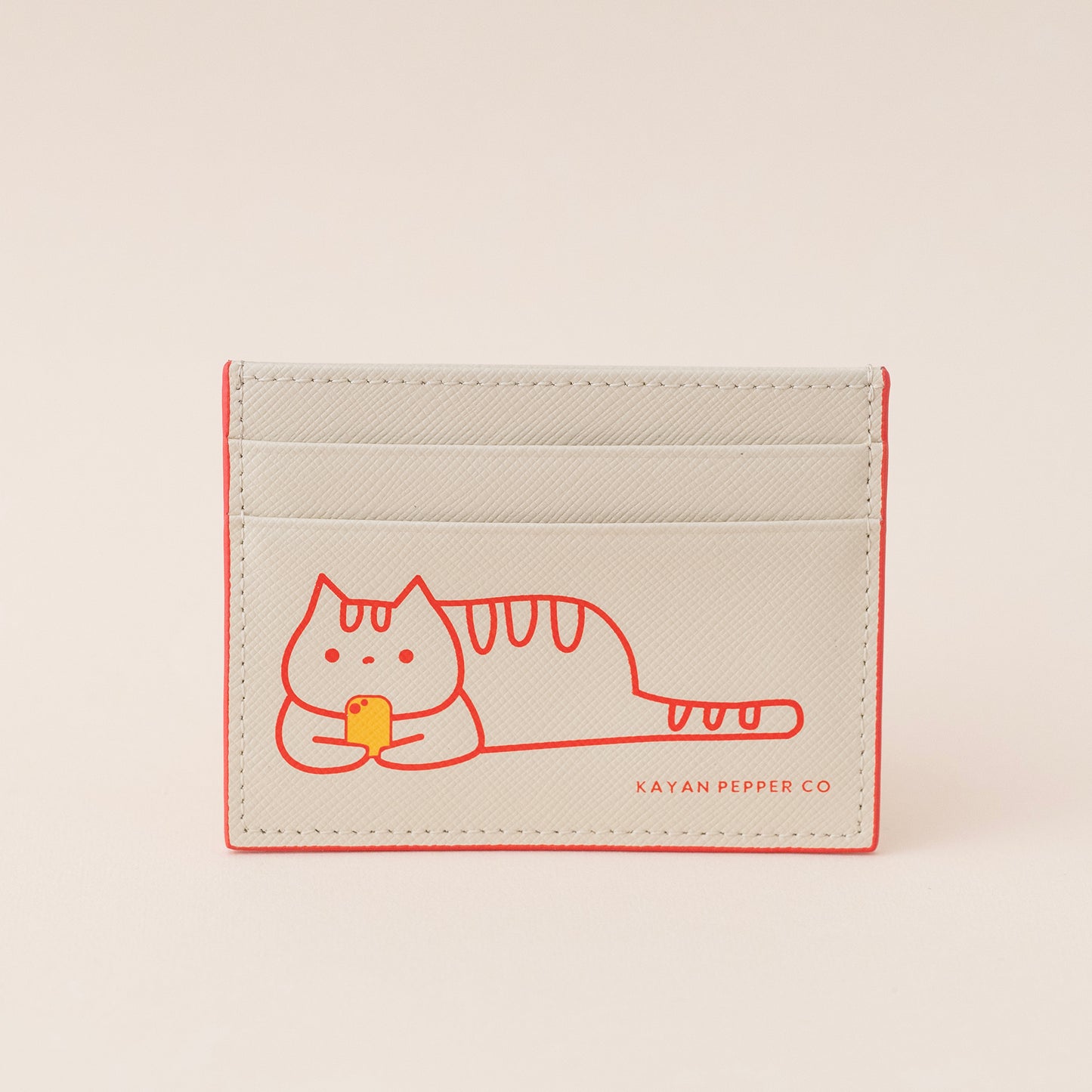 Doom Scrolling Cat - Saffiano Leather Card Holder