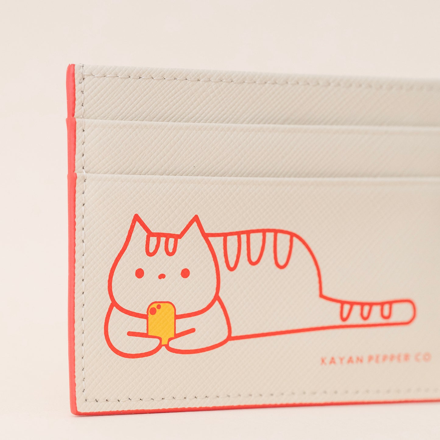 Doom Scrolling Cat - Saffiano Leather Card Holder