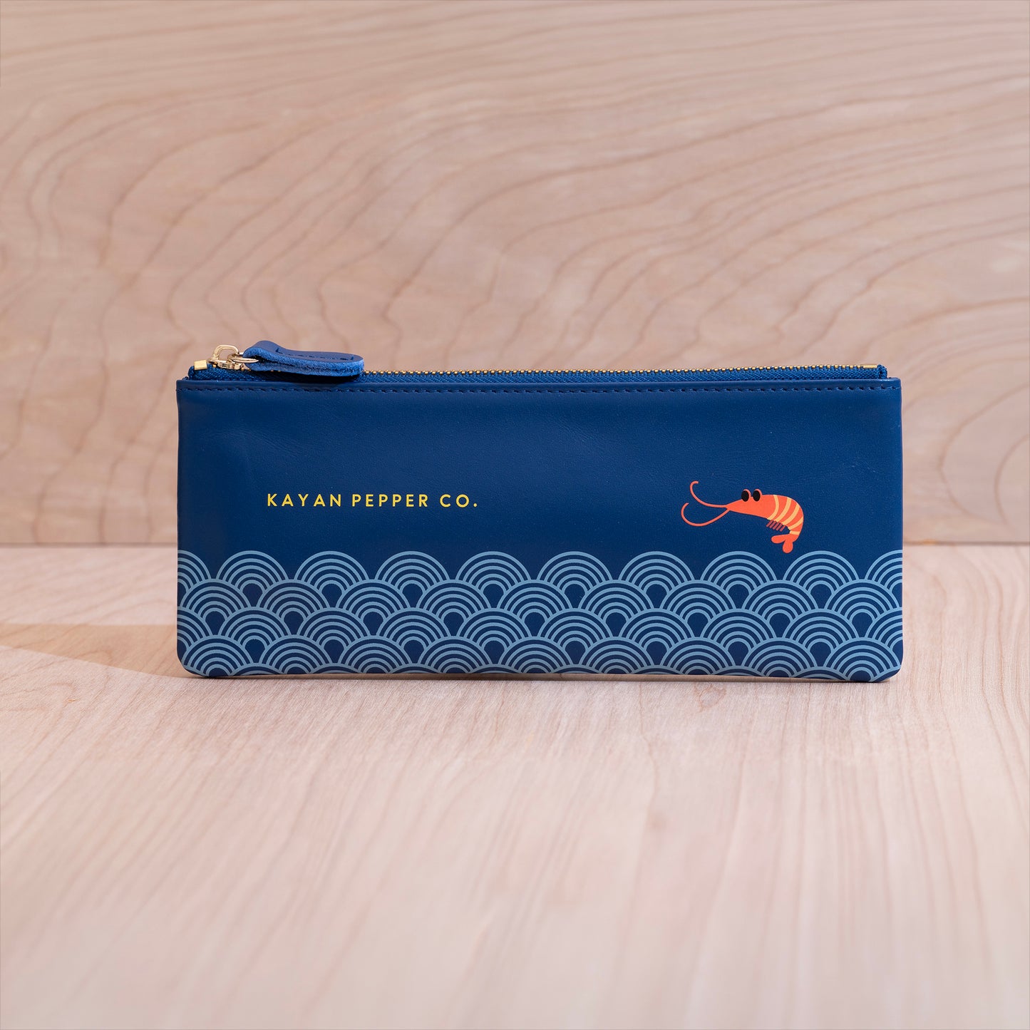 Shrimp at Sea Nappa Leather Pencil Case