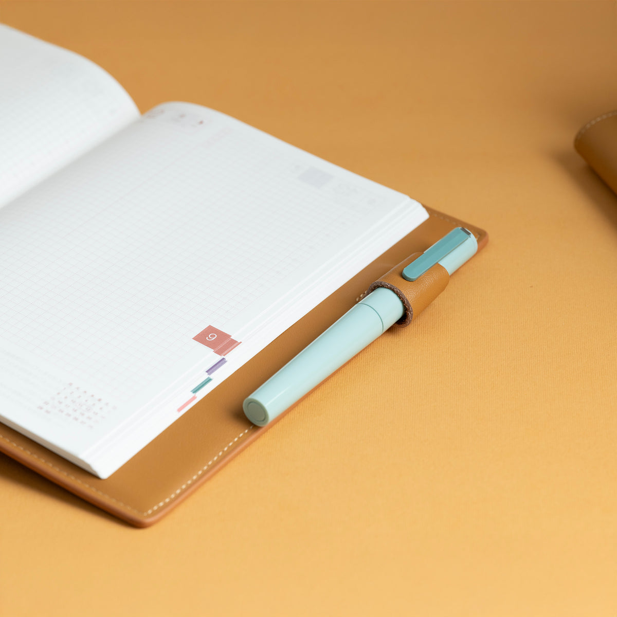 "River Pig" Leather Journal Cover - Camel Tan