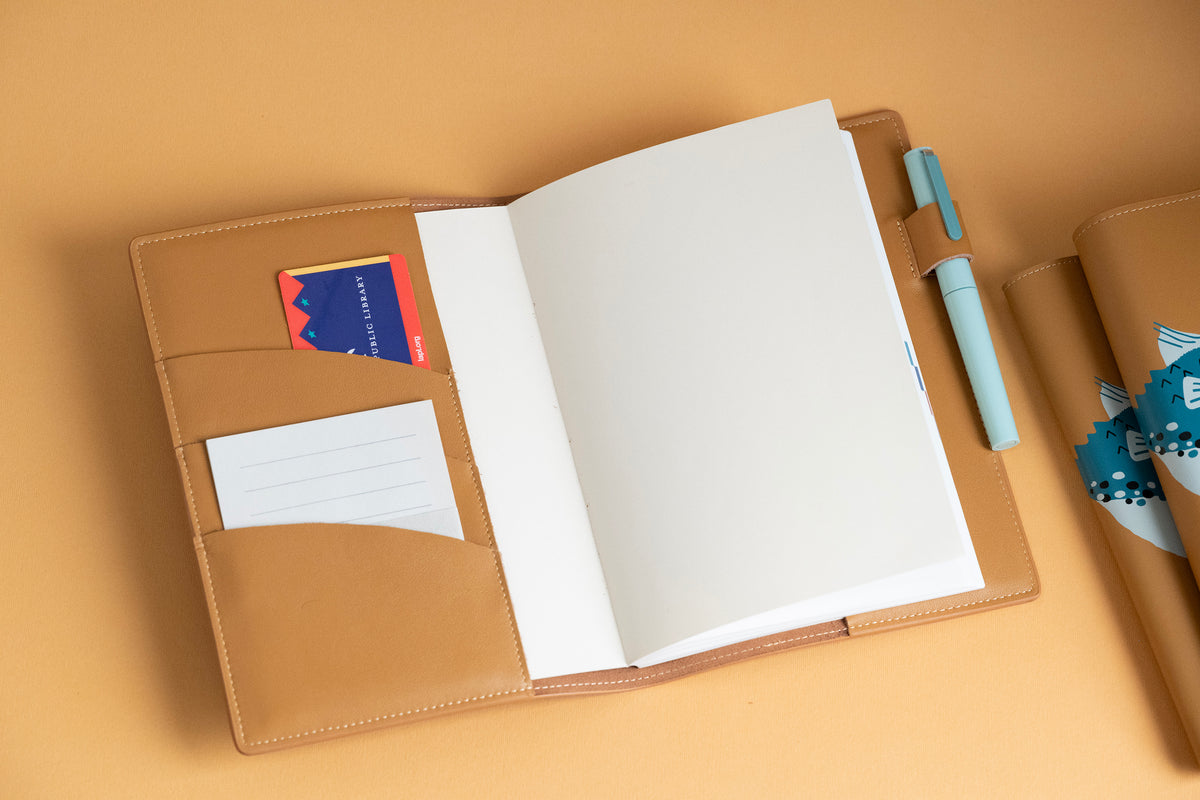 "River Pig" Leather Journal Cover - Camel Tan