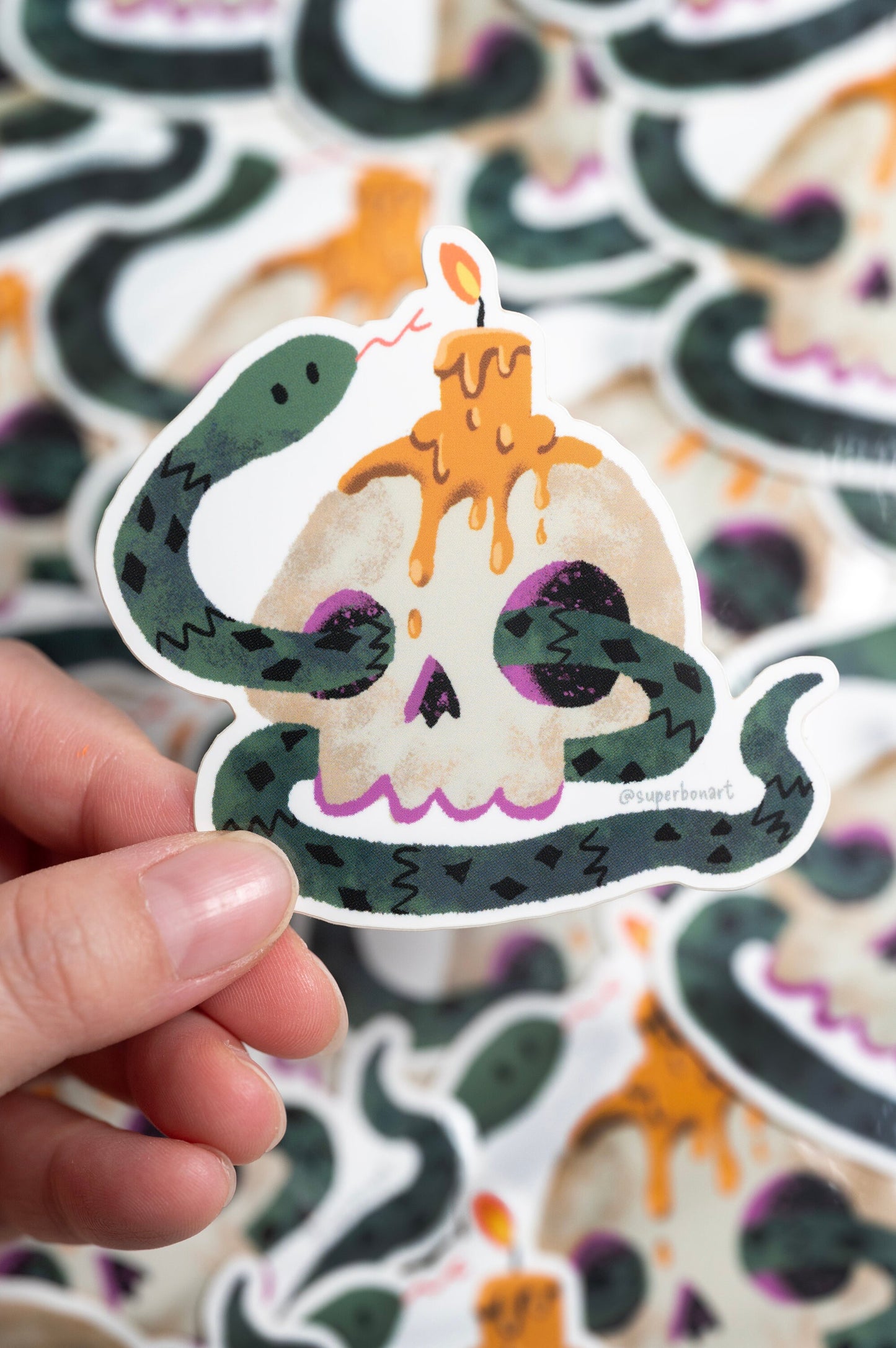 Skull with Snake - Halloween Sticker