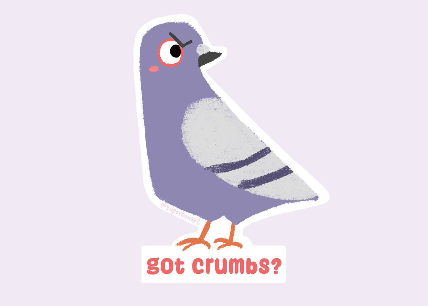 Got Crumbs? - Vinyl Sticker of Sketchy Pigeon - Iridescent