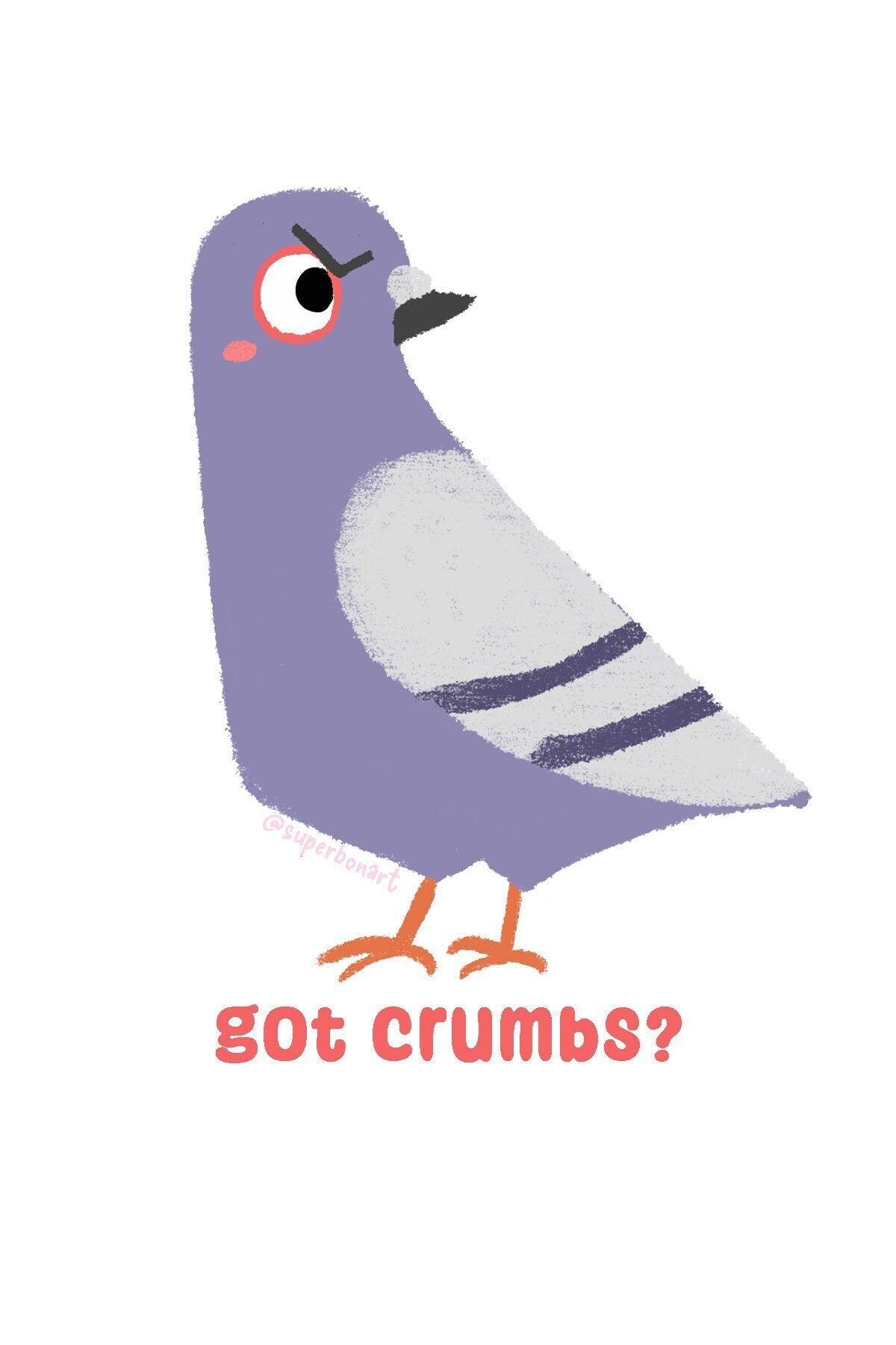 Got Crumbs? - Vinyl Sticker of Sketchy Pigeon - Iridescent