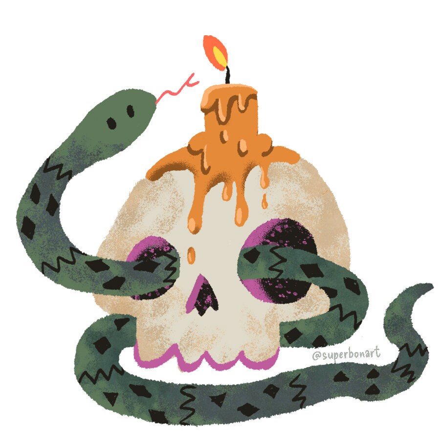 Skull with Snake - Halloween Sticker