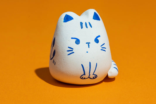 Norbert the Cat - Hand Made Clay Sculpture